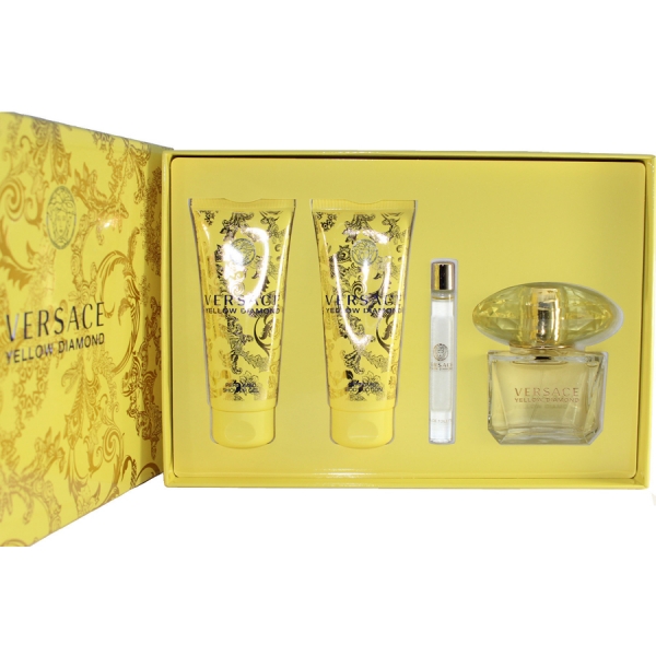 Versace Yellow Diamond — набор (edt 90ml+edt 10ml Rollerball+b/lot 100ml+sh/gel 100ml) для женщин