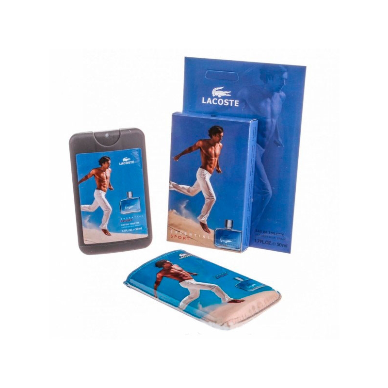 Lacoste Essential Sport — мини парфюм в кожаном чехле 50ml для мужчин