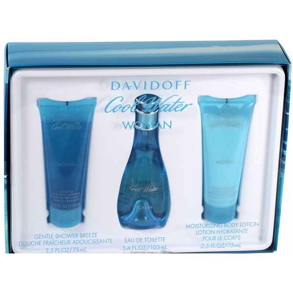 Davidoff Cool Water Woman — набор (edt 100ml+b/lot 75ml+sh/gel 75ml) для женщин